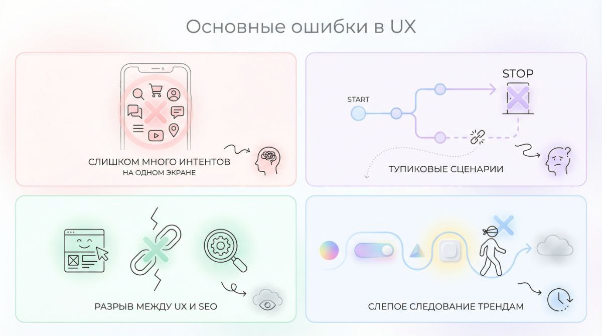 Типовые ошибки UX-дизайна, которые снижают конверсию и юзабилити сайта Основные ошибки в UX