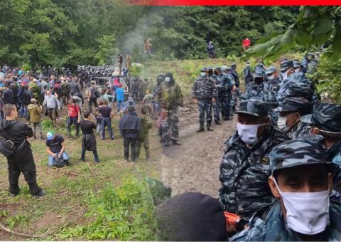 В Башкирии продолжается борьба за гору Куштау акция протеста на Куштау