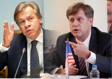 Глава комиссии по информационной политики Совета Федерации РФ Алексей Пушков и экс-посол США Майкл Макфол пушков макфол фото