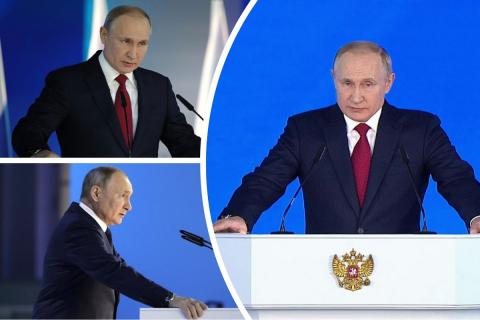 Путин в момент Послания Путин