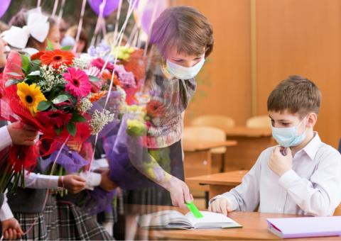 Школьник в медицинской маске