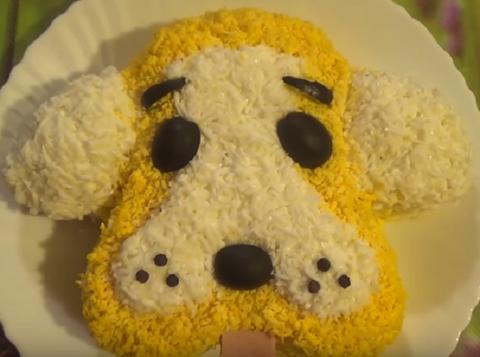 Салат собака на Новый год 2018: его сметут первым со стола – рецепт пошаговый с фото и видео самого вкусного новогоднего салата Салат в видео собачки